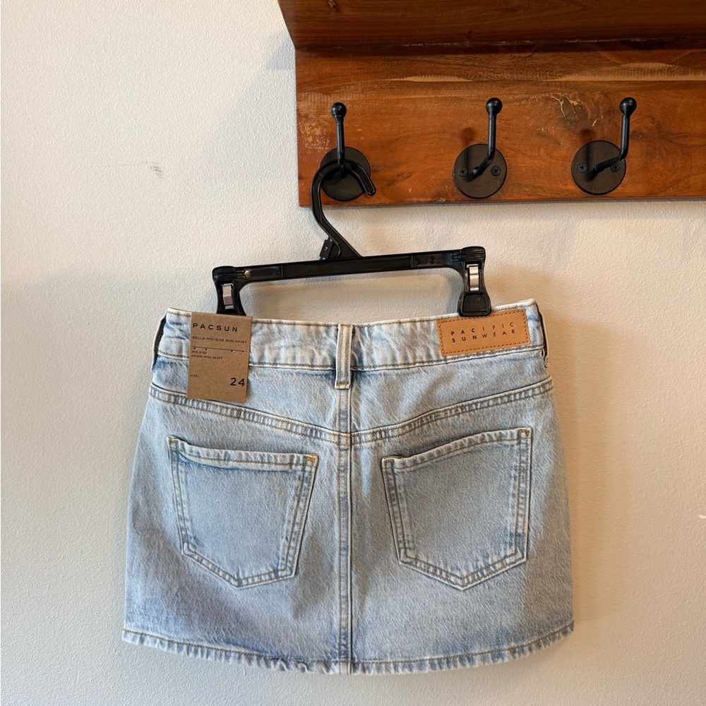 Pacsun Bella Stretch Mid Rise Denim Mini Skirt size 24 - Picture 12 of 12